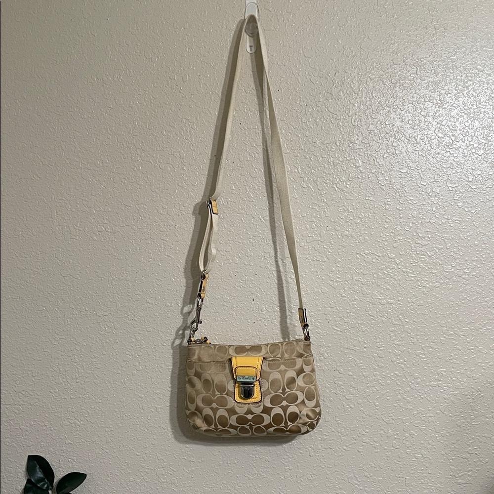 Coach Crossbody Bag in Tan with Yellow Accents - Picture 2 of 12
